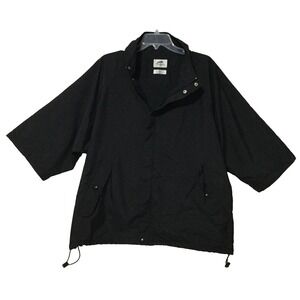 Slazenger Windbreaker Mens Golf Jacket Large Black Short Sleeve Pullover Nylon